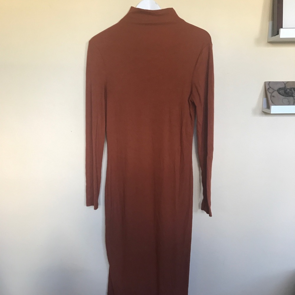 Mockneck Terracotta Midi Sheath dress